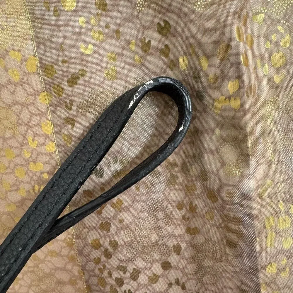 Michael Kors Black Gold Logo Pebble Leather Clutch Wristlet Zip Bag